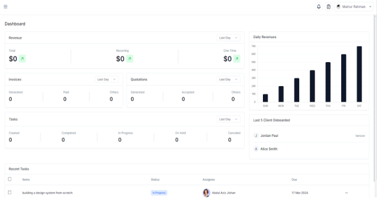 User Account Dashboard