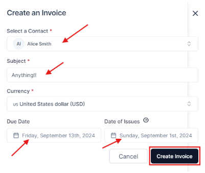 Create an Invoice Window