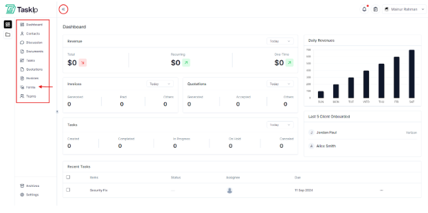 Taskip Dashboard