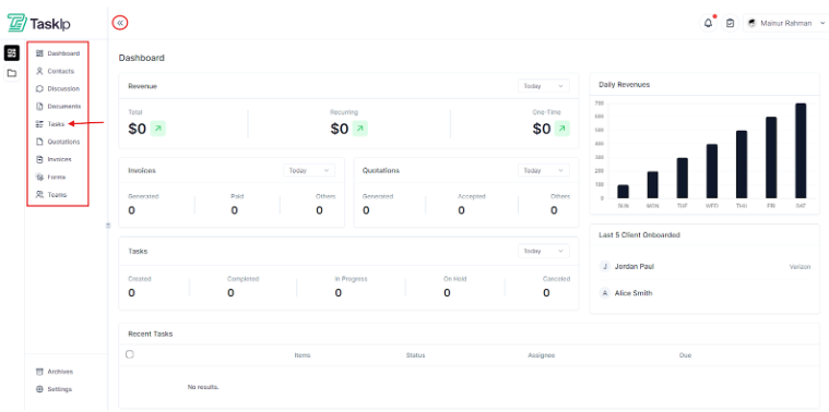 Taskip Dashboard