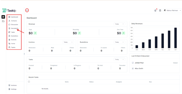 Taskip Dashboard