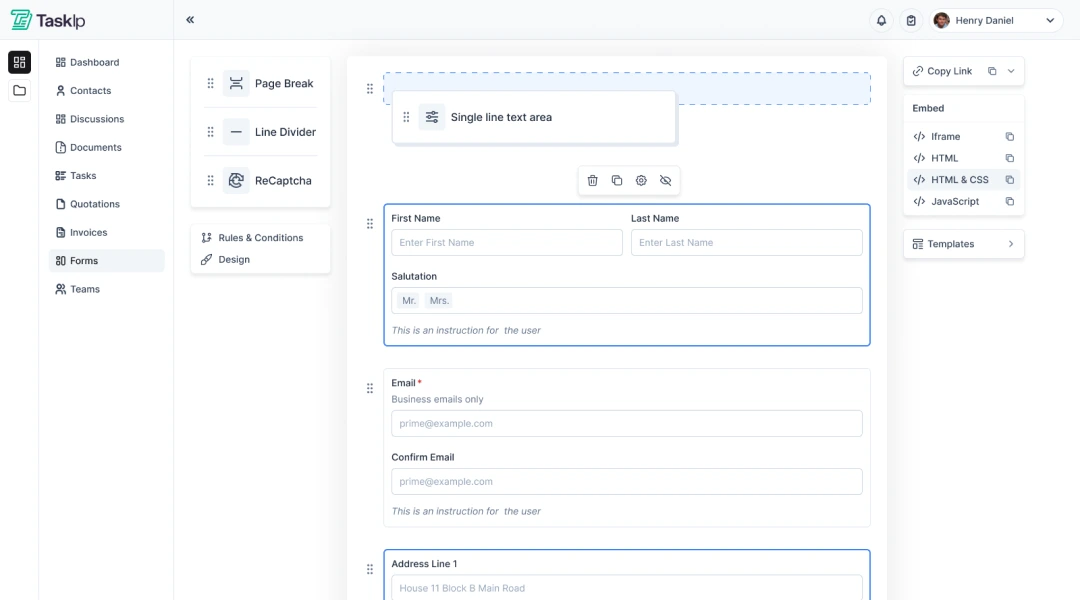 Taskip Invoice & Quotation Dashboard